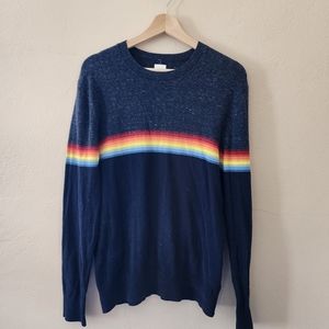 GAP Navy Rainbow Stripe Long Sleeve Shirt Size Small